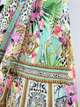 2024 Spring New V Neck Pink Leopard Print Heavy Beaded Women 100% Silk maxi long Dress - Lootquake