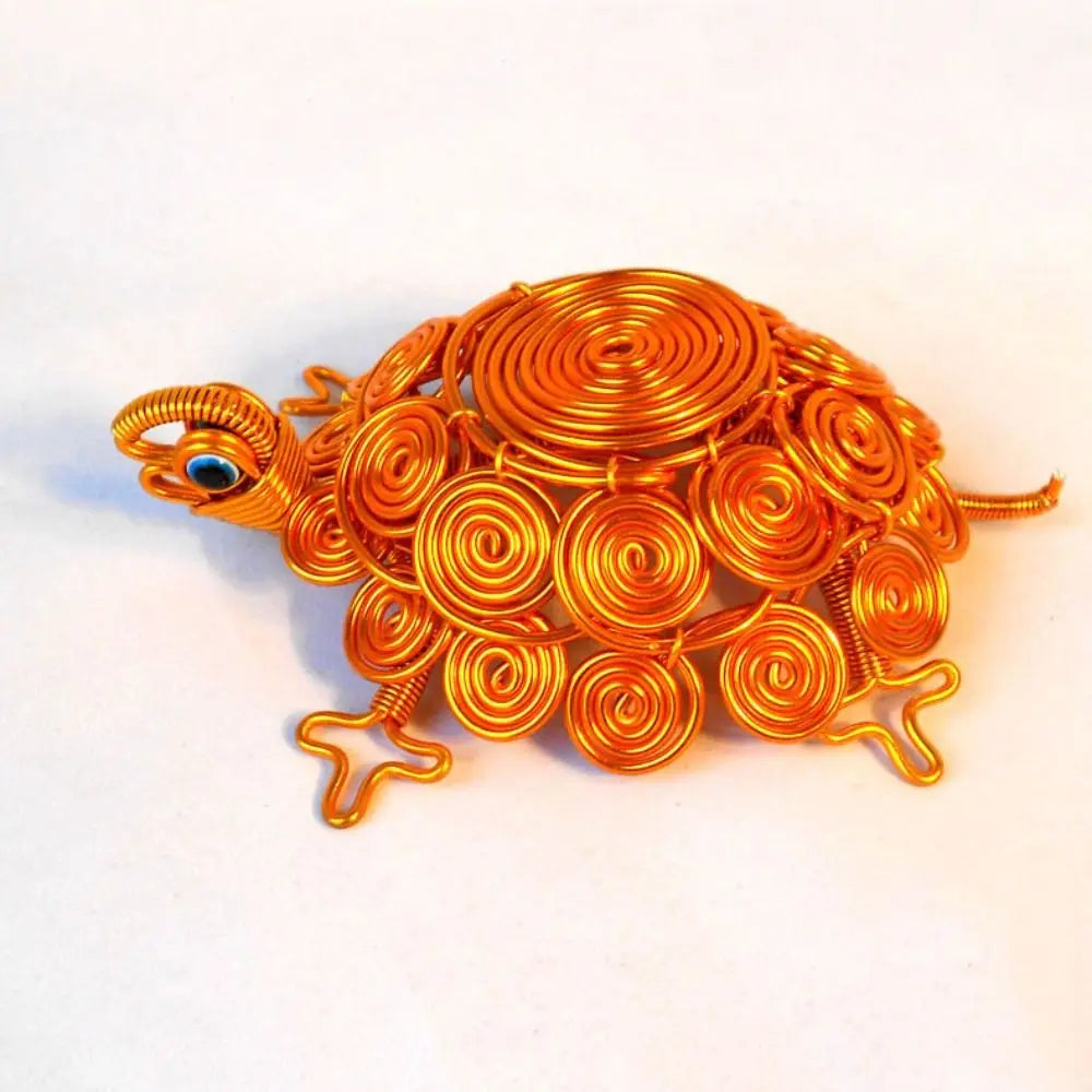Sculpture Handmade Turtle Statue Woven Collectible Aluminum Wire Tortoise Figurine Crafts Cartoon Turtle Retro Ornaments