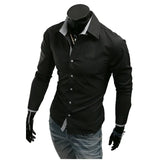 Mens Casual Shirts 2024 Single Breasted Mens Slim Fit Dress Long Sleeve Shirts Soild Male Social Shirts Designer Chemise Homme