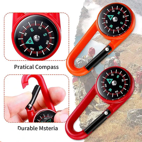 Mini Lightweight Compass, Portable Carabiner Keychain Compasses, Outdoor Camping Tool, Mountaineering Tourism Survival Equipment - Lootquake