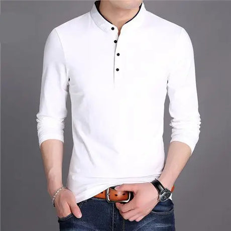 Unicolor Pullover Gym Mens Polo Shirts 100℅ Cotton Plain Male Sweatshirts Quotes Long Sleeve Regular Fit Designer Korean Autumn - Lootquake