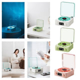 Altavoz Bluetooth con tocadiscos y reloj LED oceánico, sistema de audio con luz ambiental de alta fidelidad para decoración del hogar y regalos de cumpleaños.