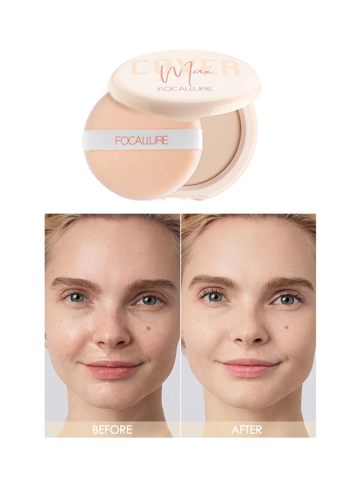 FOCALLURE Wholesale Full Coverage Face Powder Long Lasting Oil control Concealer Foundation For Face Make up Natural Cosmetic