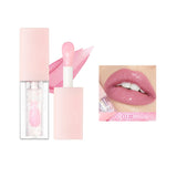 Pearlescent Pink Glitter Lip Oil Lustrous Color Changing Lip Gloss Moisturizing Makeup Lip Balm Mirror Glass Lip Glaze Cosmetics