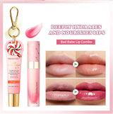 Lip Oil Lipstick Set Lightweight Peach Flavor Lipgloss Lip Deeply Moisturizing Long Lasting Hydration Lip Makeup Cosmetics