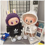 Vêtements de poupée Labubu, ensemble sweat à capuche et pantalon tendance, accessoires pour poupées Labubu Idol V1 V2, peluche universelle de 15/17 cm