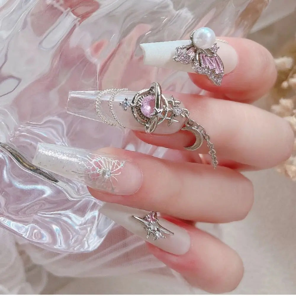 Light Luxury Charms Luxury Nails DIY Nail Charms Japanese Style Pink Jewel Nails Decor Manicure Ornaments Alloy