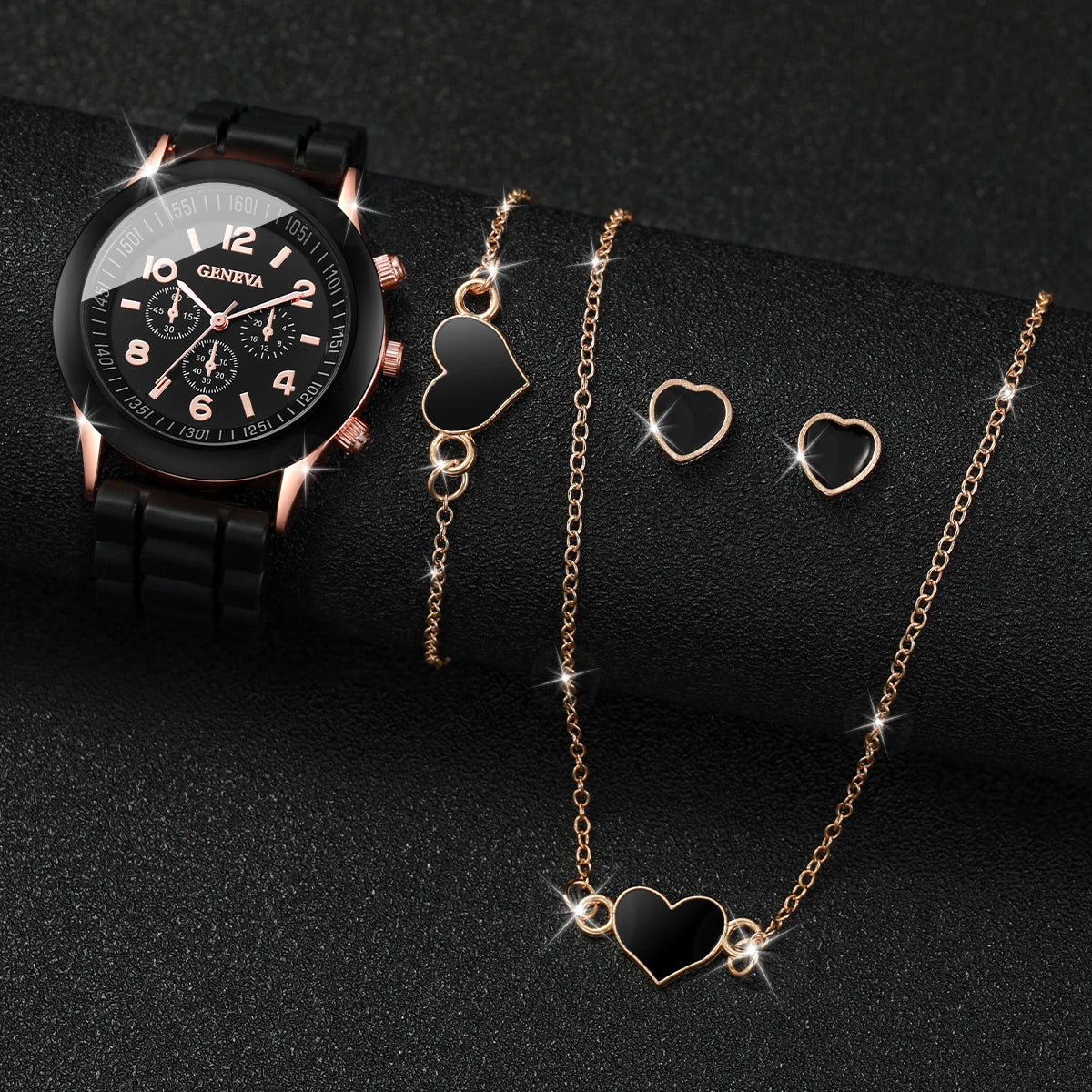 5/6PCS Women Watches Fashion Silicone Band Women Quartz Watches Jewelry Set Reloj Mujer Girls Clock Gift (Without Box) - Lootquake