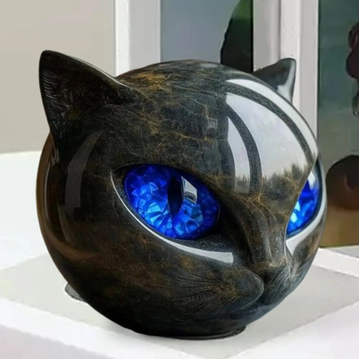 Sculpture en pierre de chat noir de luxe, sculpture en pierre de chat noir, statues de chat, décoration d'intérieur pour bureau, Halloween, chambre à coucher, bibliothèque
