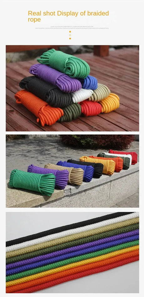 5 meters 10 colors 2mm 4mm 6mm 8mm 10mm colorful braided rope tent tie rope drawstring outdoor clothesline core nylon rope - Lootquake