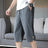 Summer New Trend Cotton Hemp Thin Straight Casual Capris Men Print Stripe Elastic Waist Drawstring Pocket Versatile Loose Shorts - Lootquake