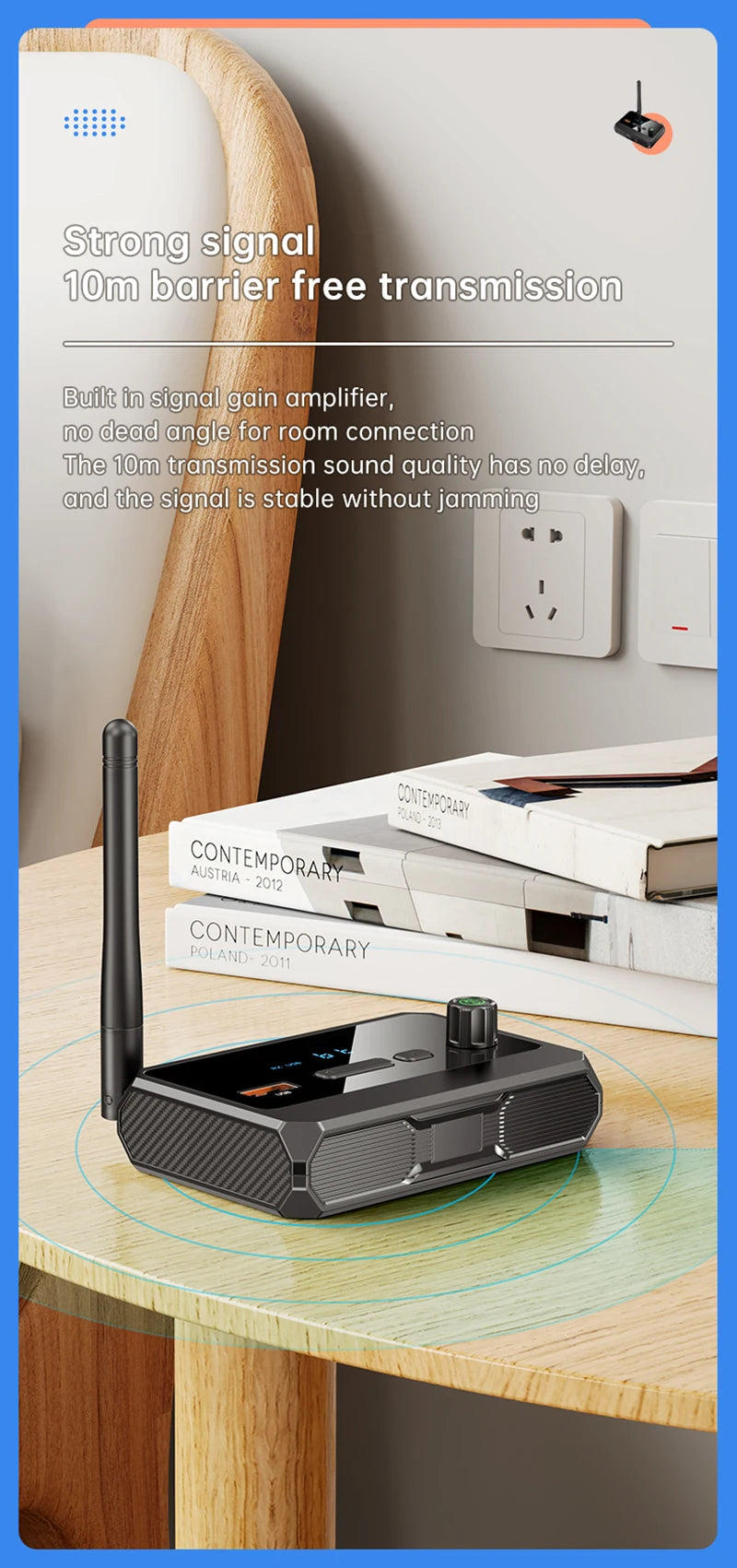 Receptor de audio Bluetooth 5.3 compatible con USB U-Disk Play, adaptador inalámbrico R/L, 2 RCA/3,5 mm AUX/fibra óptica para altavoz de kit de coche.