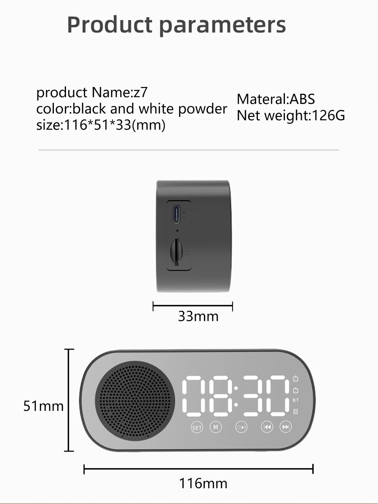 Enceinte Bluetooth sans fil, caisson de basses multifonction, mini réveil intelligent avec IA