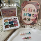 9 Grids Nail Powder Color Texture Three-Dimensional Styling Adhesive 9 Colors Nail Fairy Powder Set gel Polish Nail Art DIY