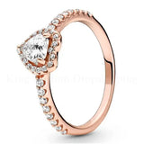 New Colored Crystal 925 Sterling Silver Ring Exquisite Women Shiny Heart Series Simple Ring Valentine's Day Gift for Lovers - Lootquake