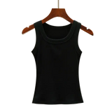Camisola de algodón suave para mujer, conjunto de verano, camiseta ajustada y sexy, camiseta de punto y top sin mangas para exteriores