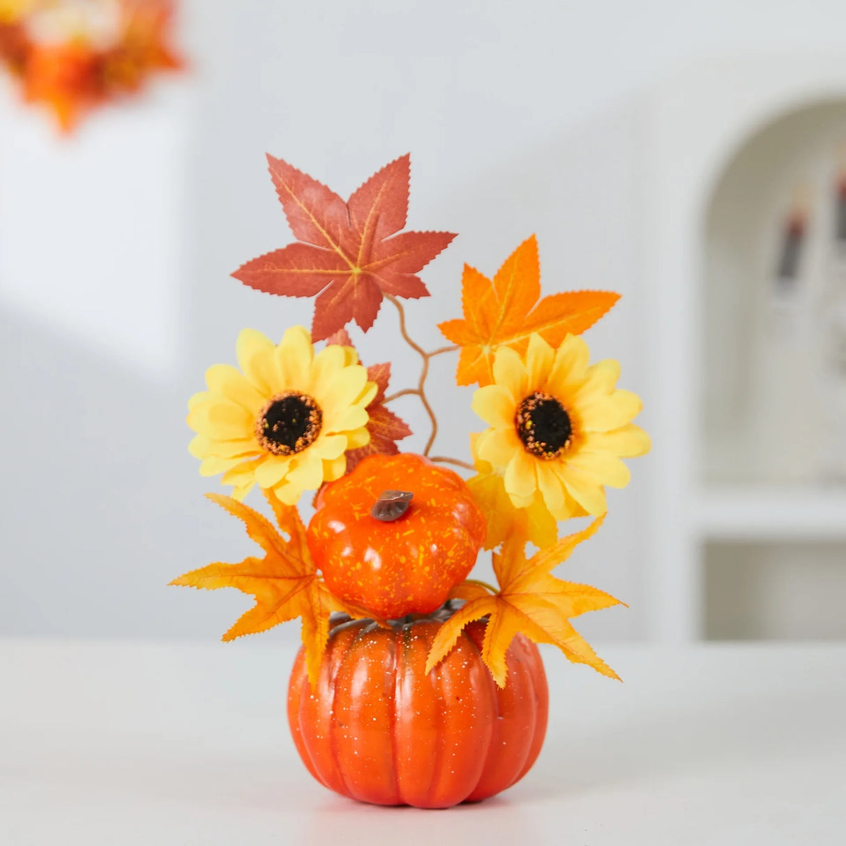 Autumn Theme Party Decor Sunflower Maple Leaf Ornaments Thanksgiving Day Bonsai Harvest Festival DIY Happy Halloween Day 2025