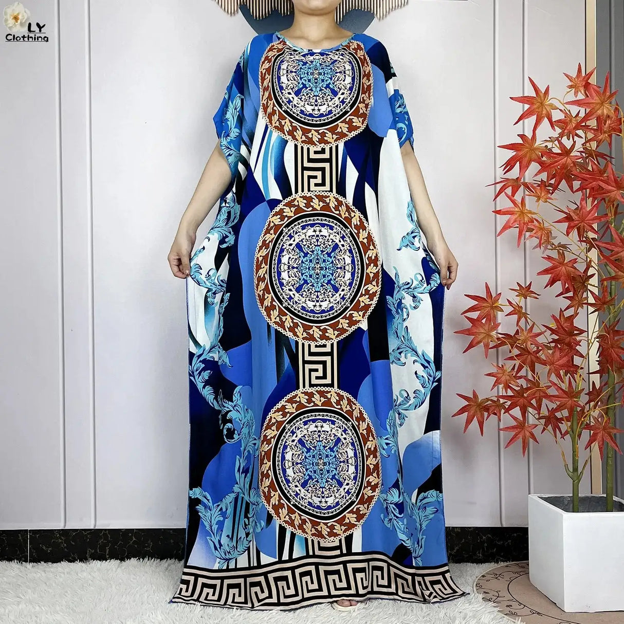 2024 Latest Muslim Sets Women Clothing Cotton Floral Loose Dashiki Long Dress African Abaya Dubai Traditional Islamic Clothing