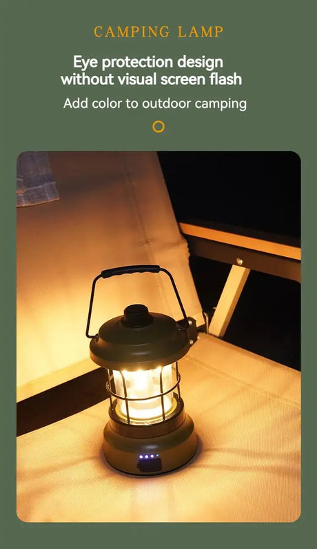 Retro Lamp Portable Camping Lantern USB Recharge Camping Tent Travel Light Vintage Outdoor Lighting Camping Equipment Flashlight - Lootquake