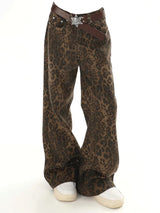 Baggy Leopard Print Y2k Jeans Women 2024 New High Waisted  Casual Wide Leg Denim Pants Fashion Streetwear Retro Straight Jeans - Lootquake