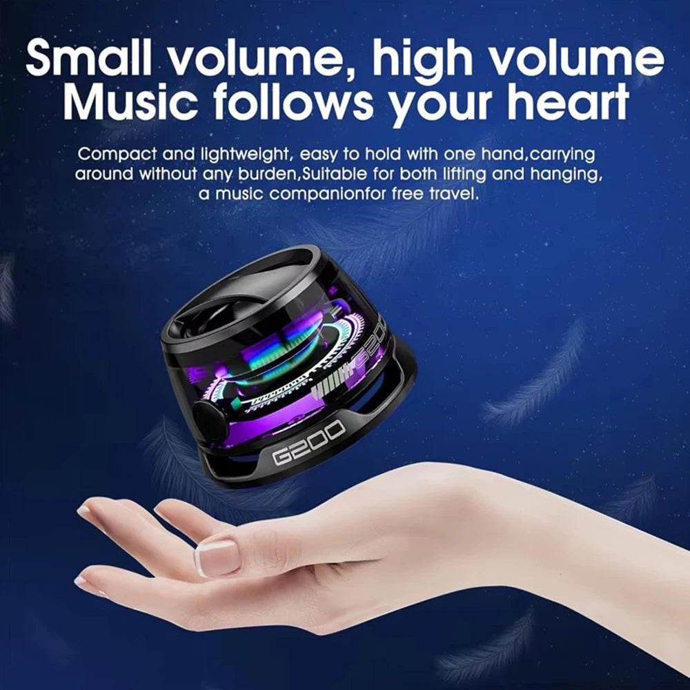 Enceinte Bluetooth portable G200, éclairage RGB, haut-parleur magnétique BT5.3, mini caisson de basses, autonomie de 7 heures, support pour téléphone