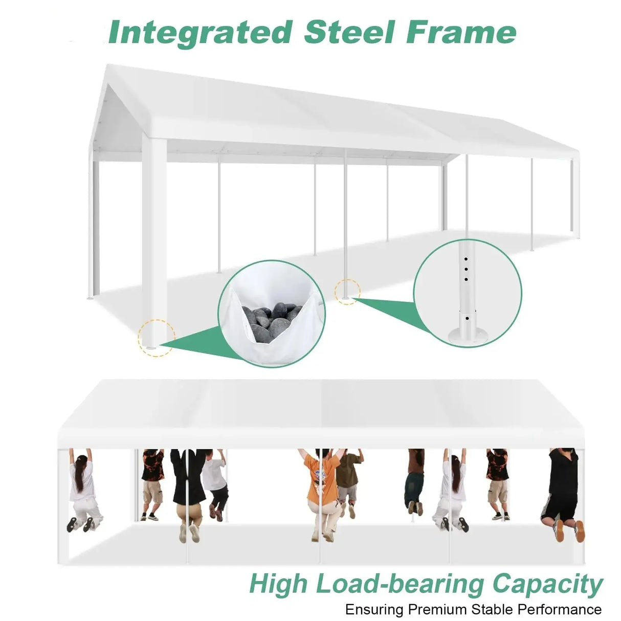 10 x 30 Canopy Tent Heavy Duty, 10x30 Party Tent with Removable Sidewalls & 4 Built-in Sandbags, Wedding Tent UV 50+，Waterproof - Lootquake