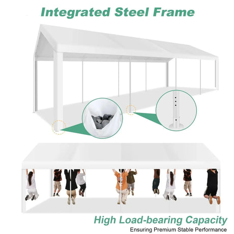 10 x 30 Canopy Tent Heavy Duty, 10x30 Party Tent with Removable Sidewalls & 4 Built-in Sandbags, Wedding Tent UV 50+，Waterproof - Lootquake