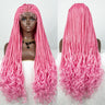 36" Blue Knotless Box Braids Lace Front Wig | Baby Hair | Crochet Braids | Black Women