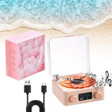 Altavoz Bluetooth con tocadiscos y reloj LED oceánico, sistema de audio con luz ambiental de alta fidelidad para decoración del hogar y regalos de cumpleaños.