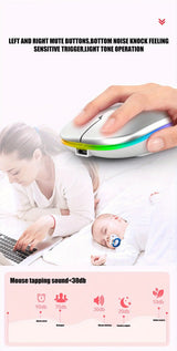 Souris de jeu sans fil, rétroéclairée, compatible USB, rechargeable, RVB, silencieuse, ergonomique, pour ordinateur portable et PC