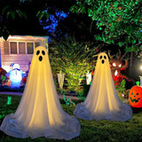 Spooky Ghost Decor Halloween Decorations Scary Standing Ghost Props with LED String Lights Outdoor Garden Yard Lawn Home Decor