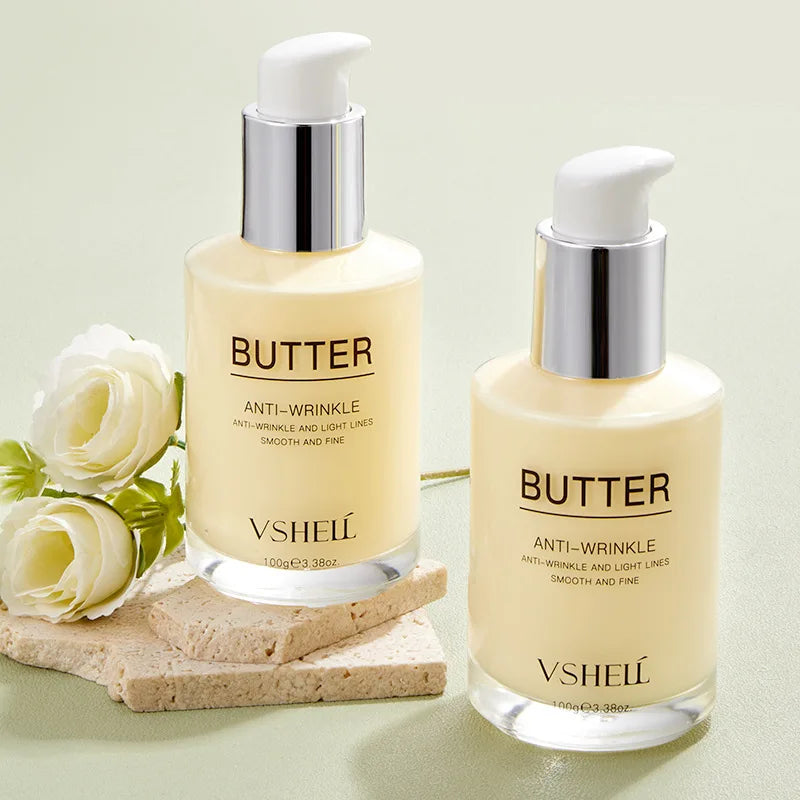 Crème visage au beurre 100 g Hydratant Purifie la peau Aide la peau à retenir l'humidité Apaise la peau sèche Végétalien pour les peaux sensibles Répare les rides