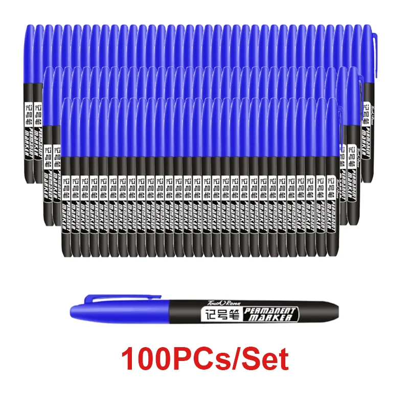 6PCs/Set Permanent Marker Pen Fine Point Waterproof Markers Thin Nib Crude Nib Black Blue Red Ink 1.5mm Fine Color Marker Pens