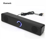 Altavoz Bluetooth Salange con cable USB, puerto de 3,5 mm, barra de sonido para PC, consola de juegos, teléfono inteligente, portátil, tableta, juego de escritorio negro largo