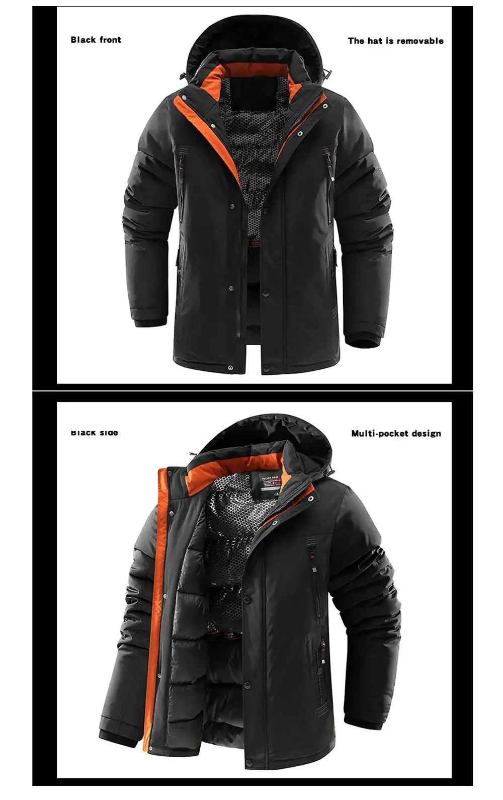 Winter Men Long Snow Hooded Parkas Man Mountain Ski Thermal Coats Men -30 Degree Thicken Windbreaker Down Padded Jacket Clothing - Lootquake