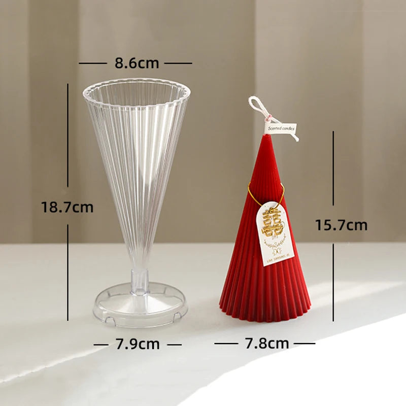 Molde cónico a rayas para velas, herramienta para hacer velas de aromaterapia, hecha a mano, para decoración del hogar, moldes de plástico acrílico.