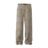 American Style Leopard Wash Jeans Women Y2K Retro Street Hot Girl Loose Casual Pants High Waist Straight Leg Jeans - Lootquake
