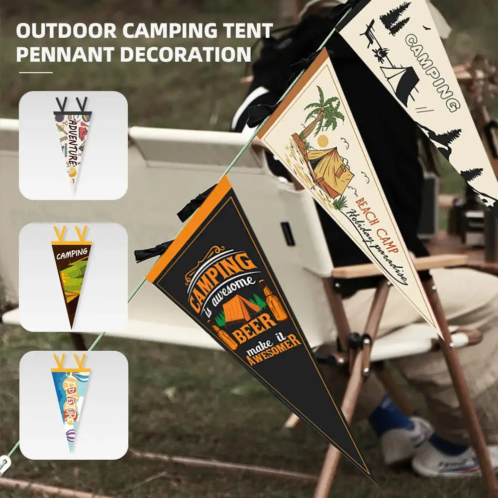Outdoor Camping Tent Pennant Flags Picnic Canopy Atmosphere Decorations Camp Hanging Flags Holiday Scene Felt Bunting - Lootquake