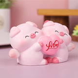Crafts Resin Couple Piggy Ornament Cute Cartoon Pig Statue Creative Lovely Animal Sculpture Office