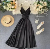 Neploe Vintage Print Holiday Long Dress Women High Waist Hip A Line Vestidos Summer 2025 New V Neck Sleeveless Camis Robe Slim - Lootquake