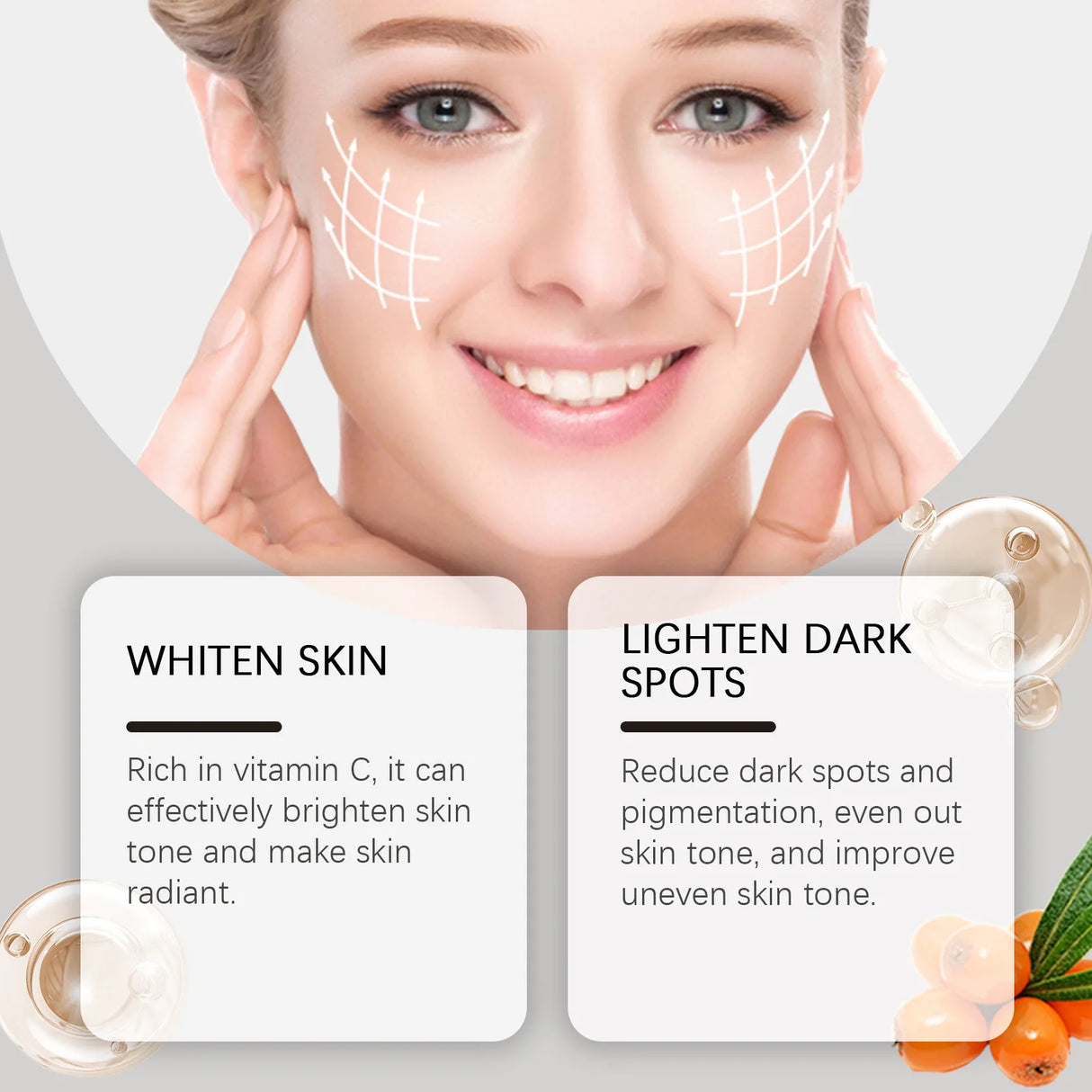 Crema facial con vitamina C, iluminadora, aclarante, mejora la opacidad, antiarrugas, reafirmante, hidratante, con nicotinamida para el cuidado de la piel.