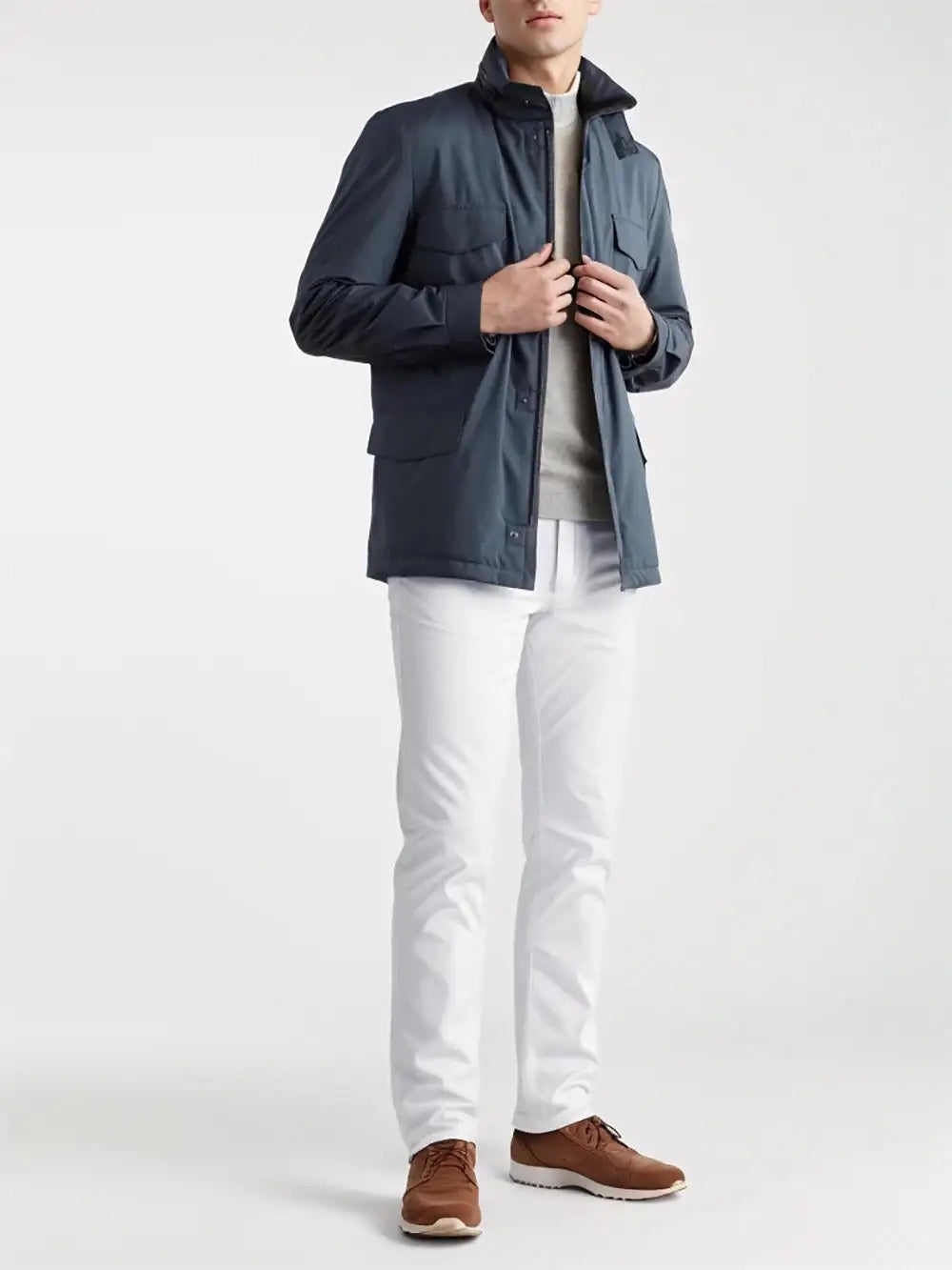 Men's new jacket spring and autumn design solid color zipper large pocket stand collar men's casual windbreaker jacket - Lootquake