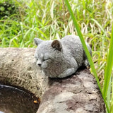 Estatua de gato de resina con adorno de gato, figuras de animales únicas y realistas, escultura de gato de dibujos animados para patio.