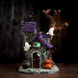 Haunted House Table Decor Glowing Halloween Decorations Resin with Ghost Table Ornament Figurines for Garage Fireplace Bathroom