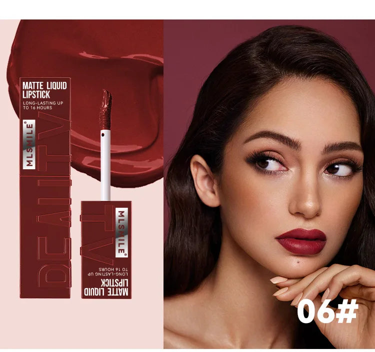Rouge à lèvres liquide mat 6 couleurs, longue tenue, teinte antiadhésive, brillant à lèvres nude, waterproof, maquillage