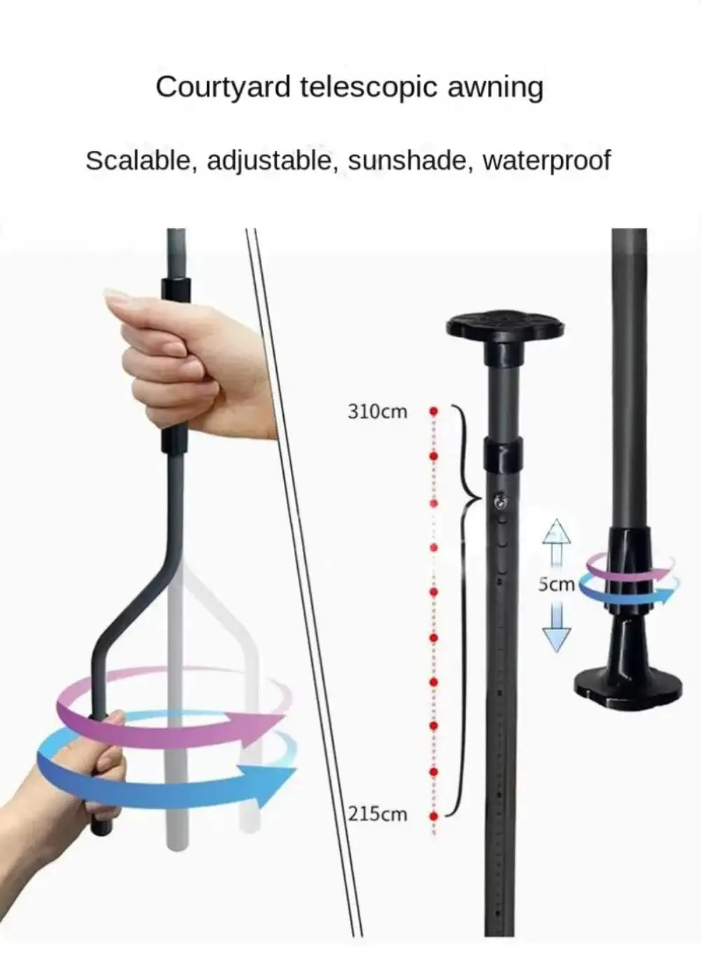 Awnings Rain and Snow Resistant UV Resistant Folding and Telescopic Canopy Tent Outdoor Garden Balcony Roof Courtyard Sunshade - Lootquake