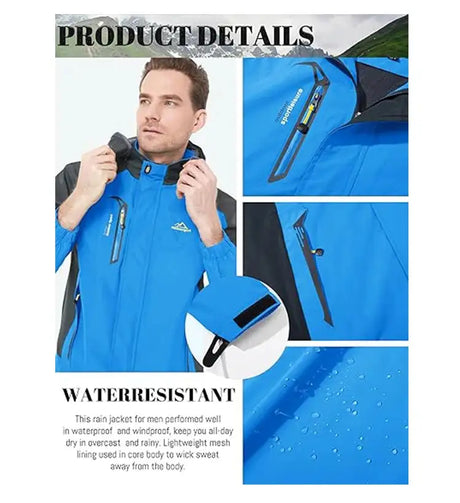 Men Autumn Jacket Camping Hiking Trekking Windbreaker Waterproof With Hood Spring Outdoor Sports Travel Climbing Coats - Lootquake