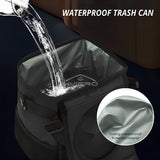 Cubo de basura con tapa y bolsillos de almacenamiento, 100 % a prueba de fugas, organizador impermeable, multiusos, color negro, para coche.