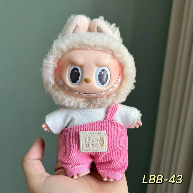 17cm Labubu Doll V1 V2 Hanging Accessories Vinyl Labubu Doll Outfit Changeable Clothes Plush Toy Baby Clothes Perfect Cute Gift