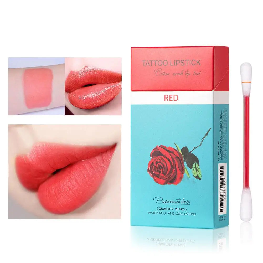 20cs/Set Liquid Lipstick Non-Stick Cigarette Tattoo Swab Cotton Makeup Waterproof Moisturizing Lip Gloss Portable Design Ko M6Y4